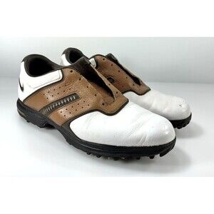 Nike Air Tour Saddle Golf Cleats 418535-172 Men's 9.5 Brown and White
